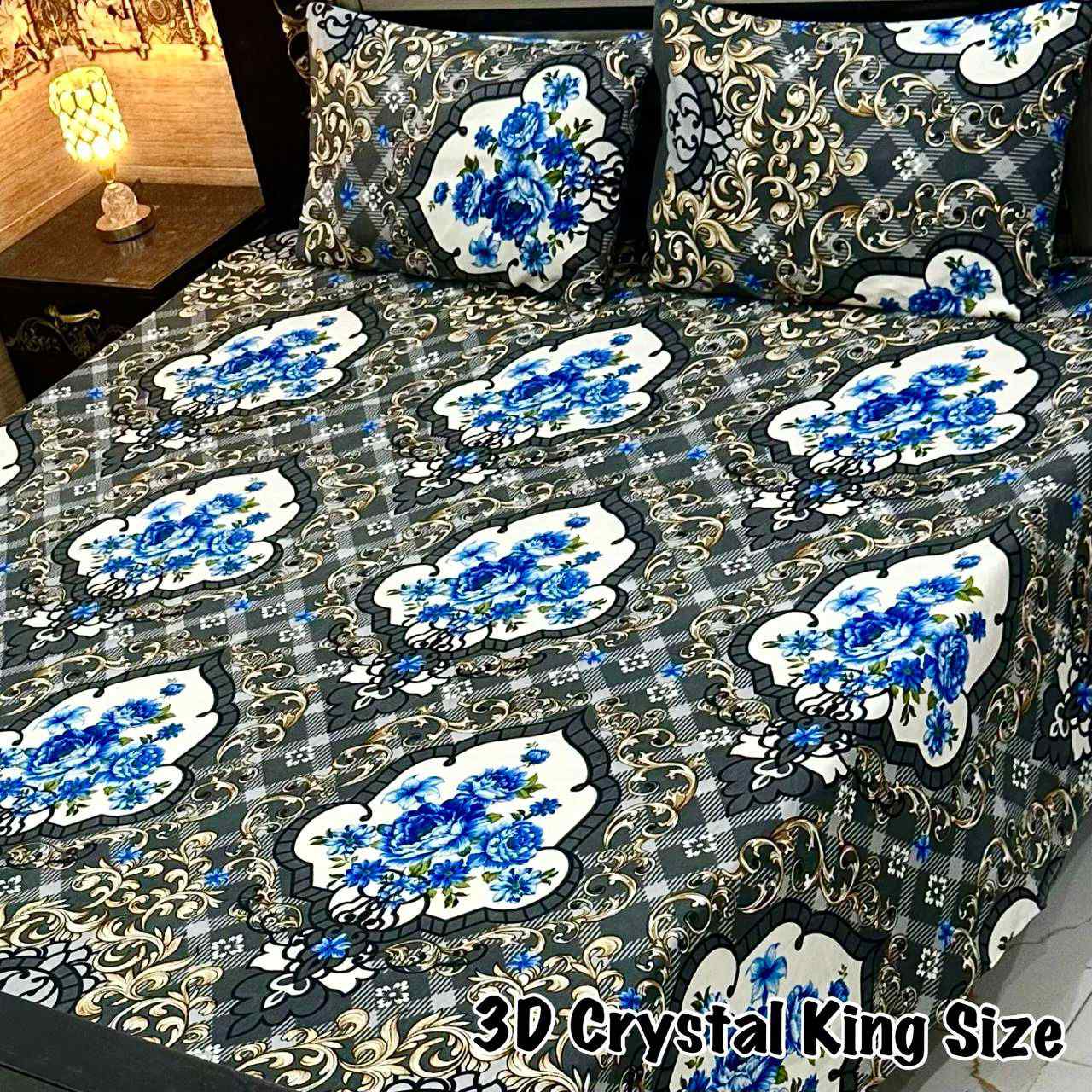 DF-CBSKS-12: DFY Bedding 3D Crystal Bed Sheet King Size