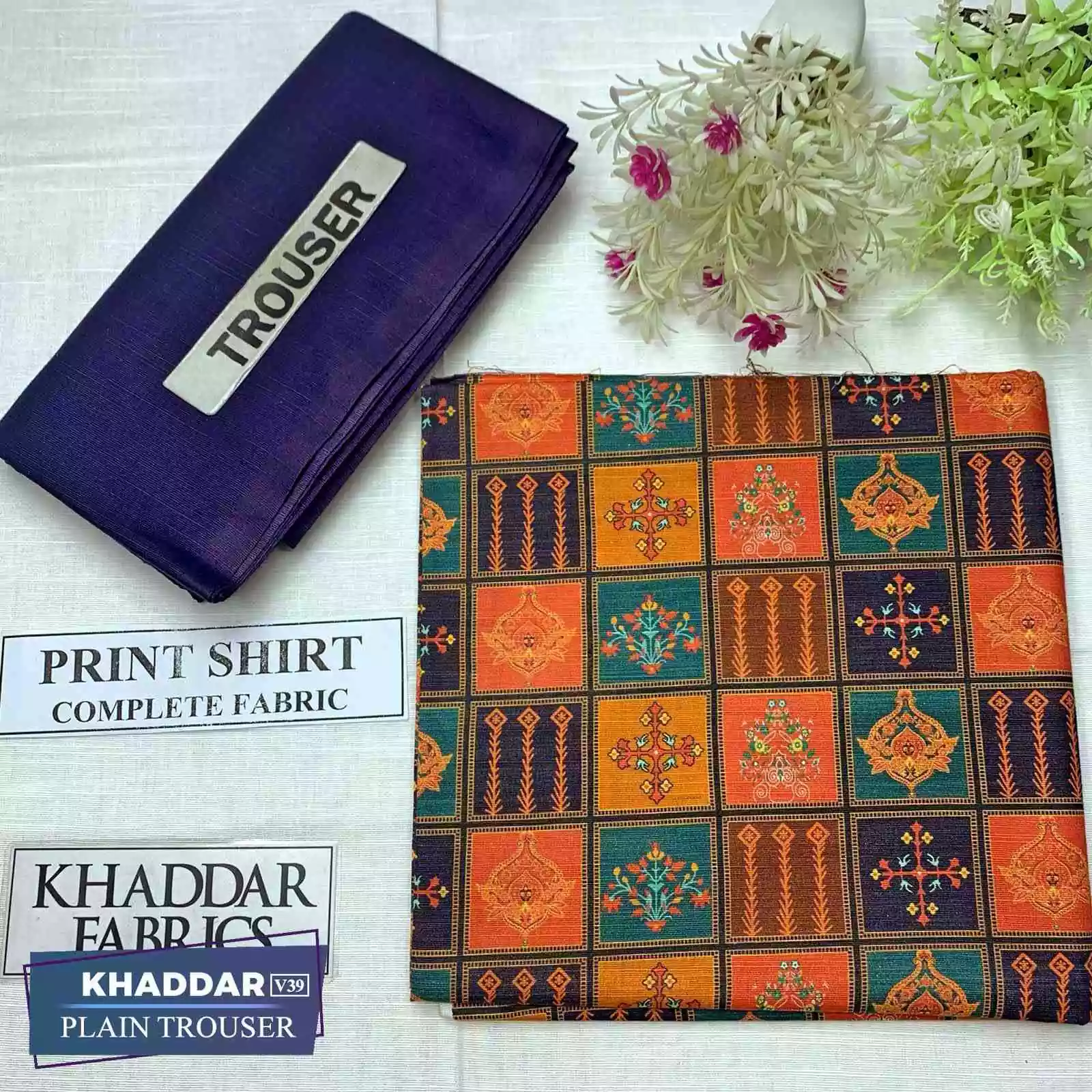 DF-V39-1: Premium 2Pc Printed Khaddar Dress