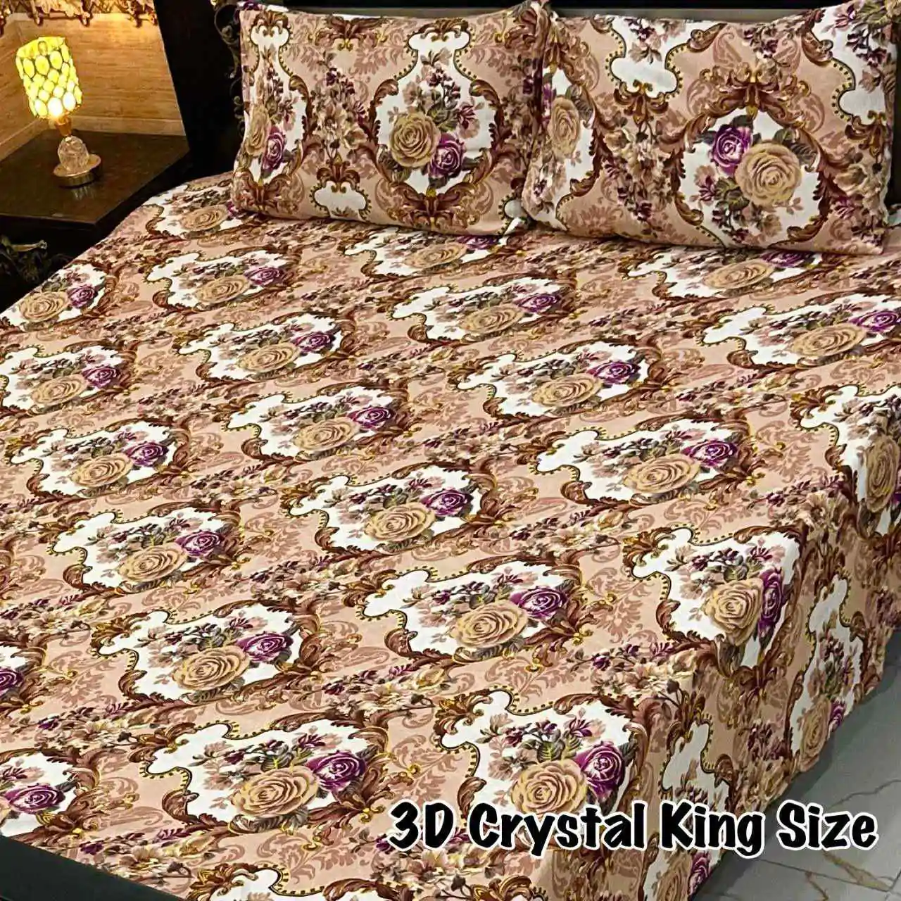 DF-CBSKS-14: DFY Bedding 3D Crystal Bed Sheet King Size