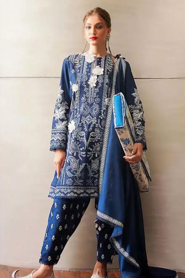 DF-V232B: Sana Safinaz 3Pc Printed Karandi Dress