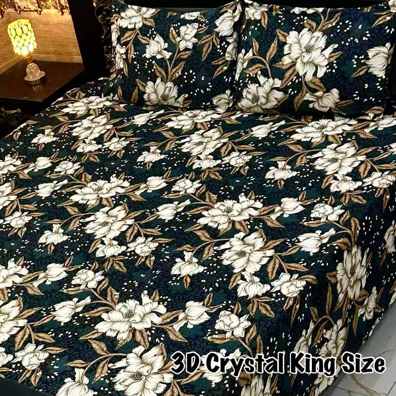 DF-CBSKS-2: DFY Bedding 3D Crystal Bed Sheet King Size
