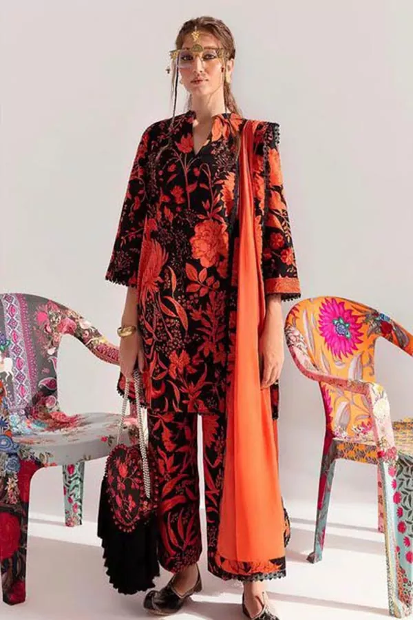 DF-V232D: Sana Safinaz 3Pc Printed Karandi Dress
