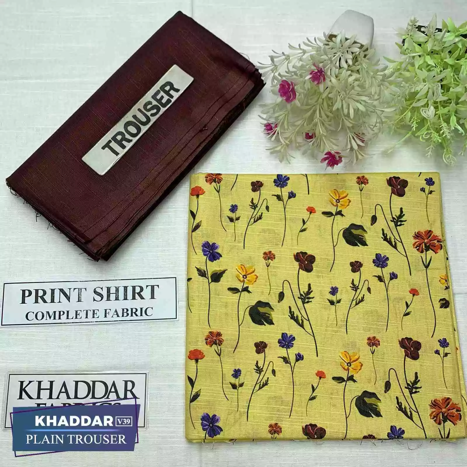 DF-V39-4: Premium 2Pc Printed Khaddar Dress