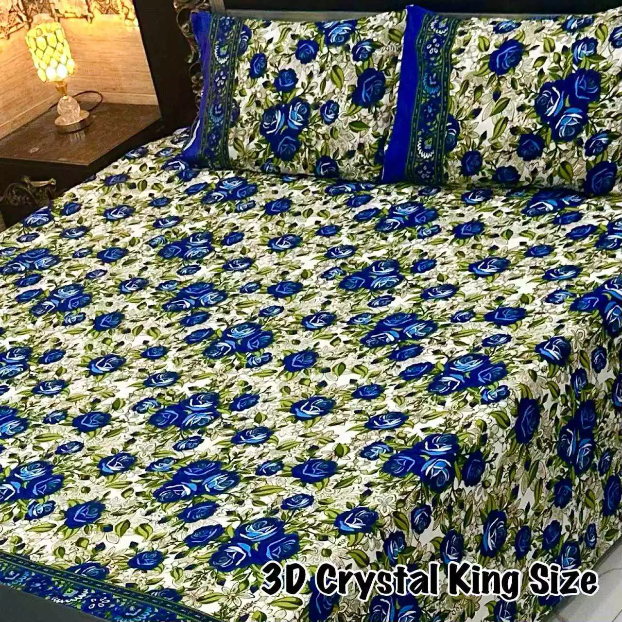 DF-CBSKS-5: DFY Bedding 3D Crystal Bed Sheet King Size