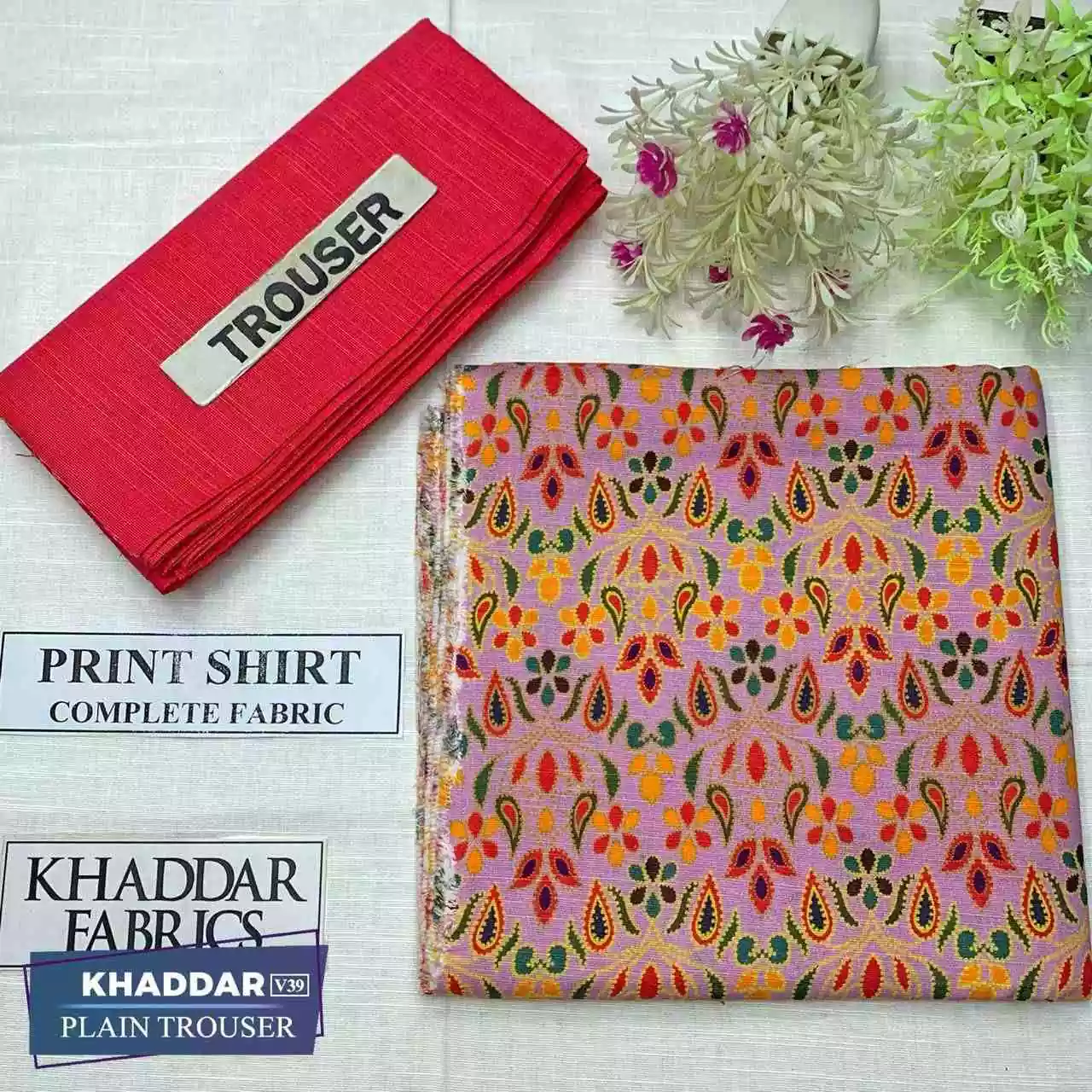 DF-V39-5: Premium 2Pc Printed Khaddar Dress