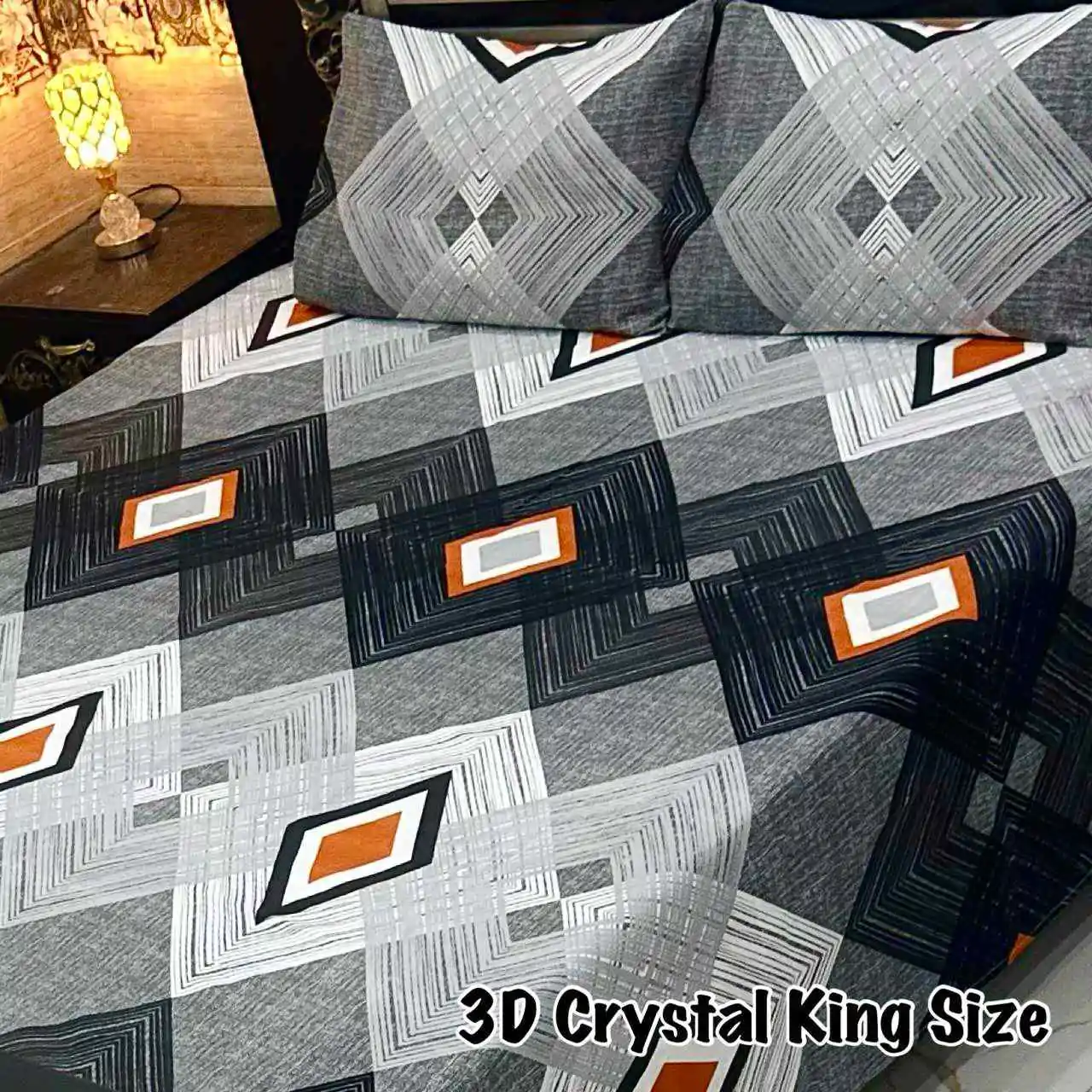 DF-CBSKS-6: DFY Bedding 3D Crystal Bed Sheet King Size