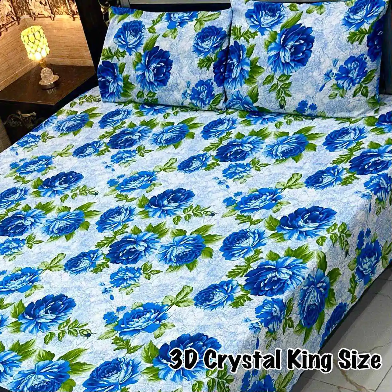 DF-CBSKS-8: DFY Bedding 3D Crystal Bed Sheet King Size