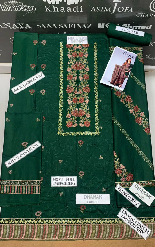 DF-1734: Bareeze 3Pc Embroidered Dhanak Dress