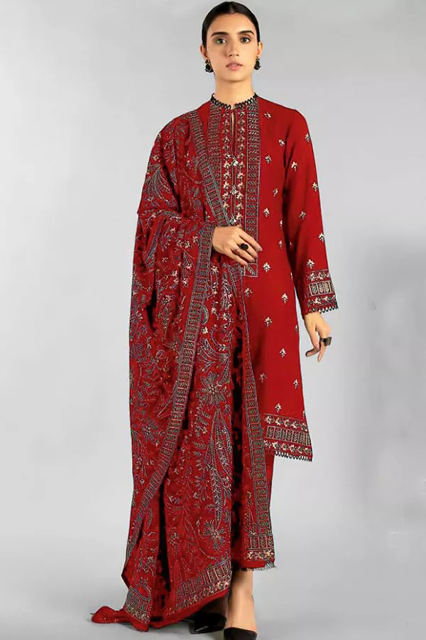 DF-1729: Bareeze 3Pc Embroidered Dhanak Dress