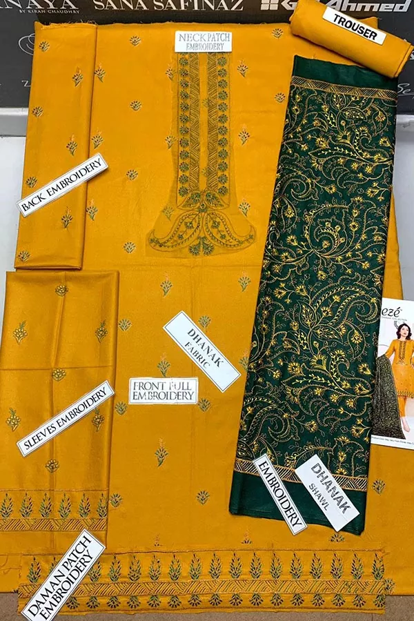 DF-1779: Bareeze 3Pc Embroidered Dhanak Dress