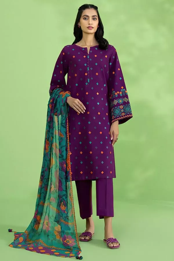 DF-1785: Kaysariya 3Pc Embroidered Linen Dress