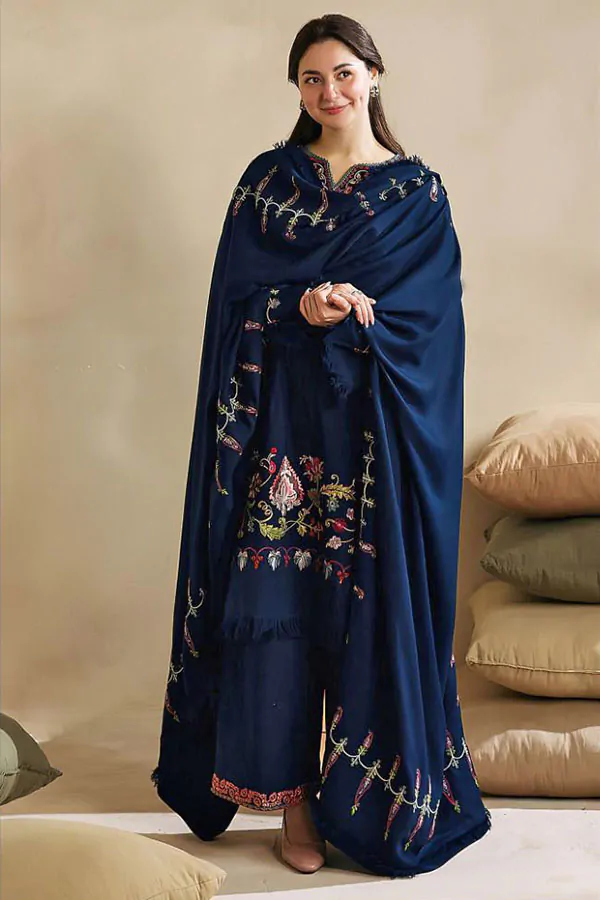 DF-1933: Zara Shahjahan 3Pc Embroidered Dhanak Dress