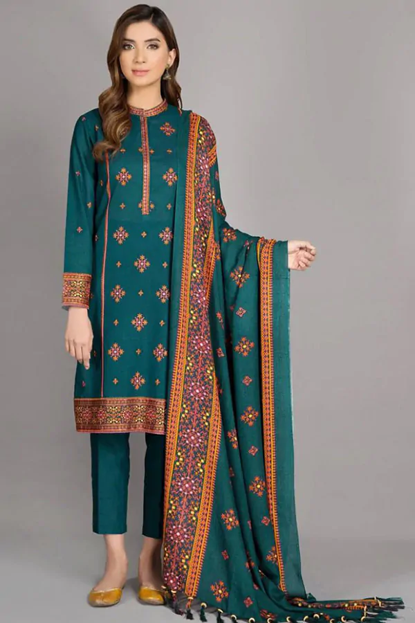 DF-1840: Kaysariya 3Pc Embroidered Linen Dress