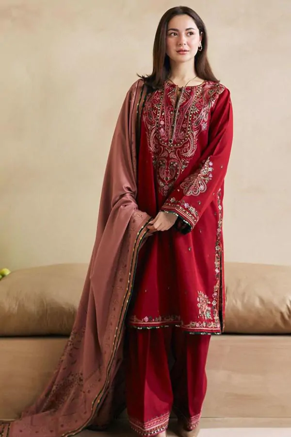 DF-2003: Zara Shahjahan 3Pc Embroidered Lawn Dress