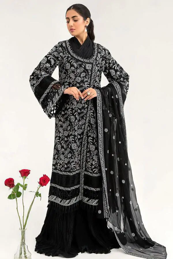 DF-2012: Baroque 3Pc Embroidered Lawn Dress